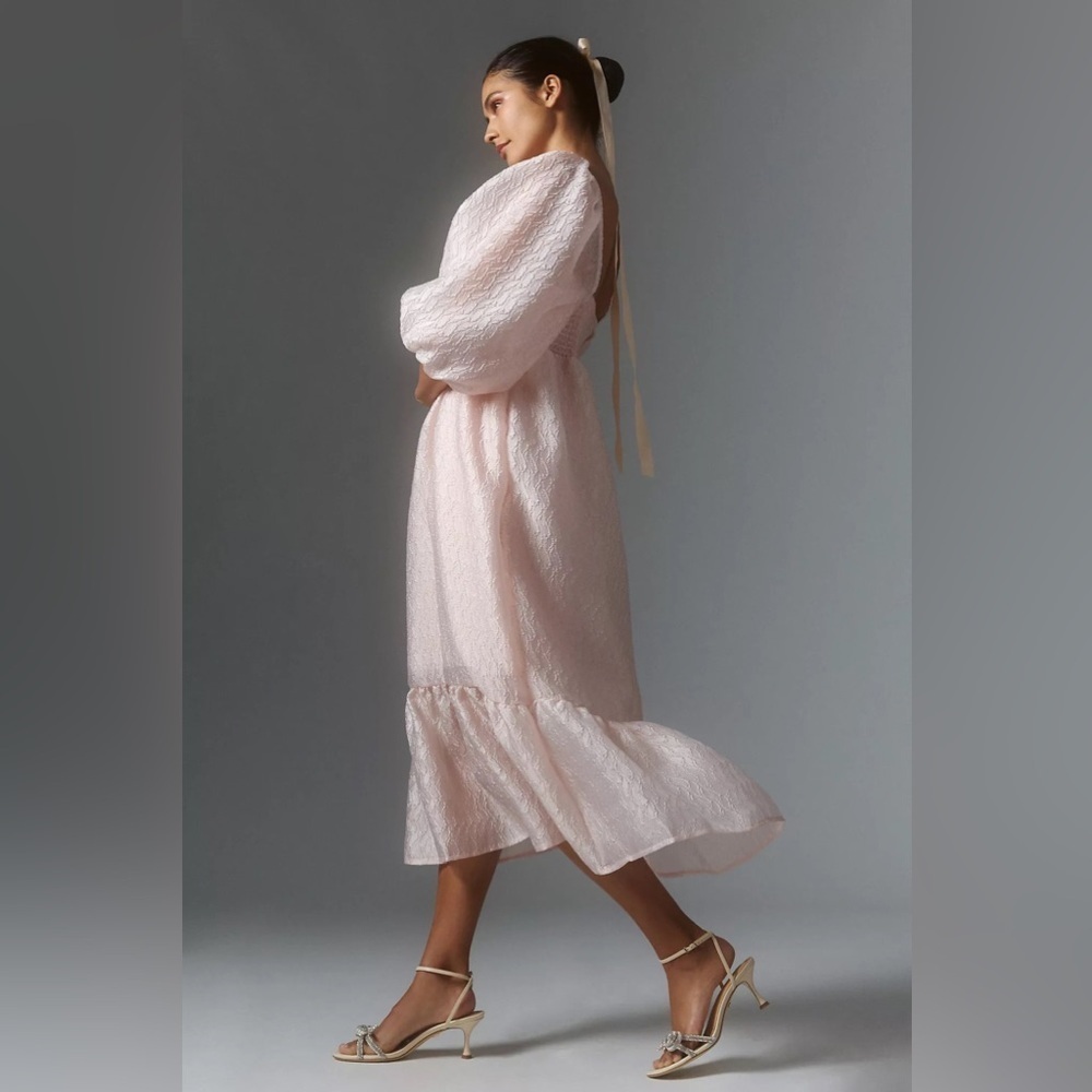 Anthropologie Textured Puff-Sleeve Dress - Picture 4 of 8